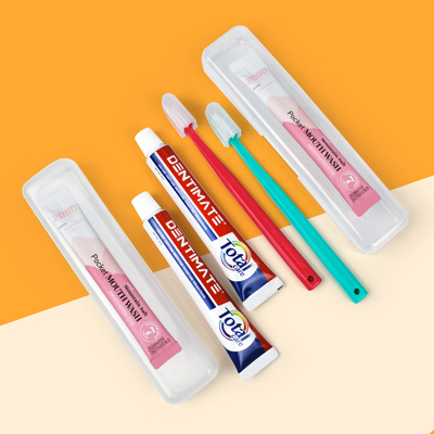 크리오 휴대용 치약칫솔세트 2080가글 투명케이스 8종세트