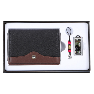 블랙다이아콤비소가죽명함지갑+채색십장생자개USB(8GB~64GB)